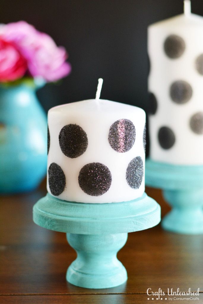 Polka Dot Glitter Candles