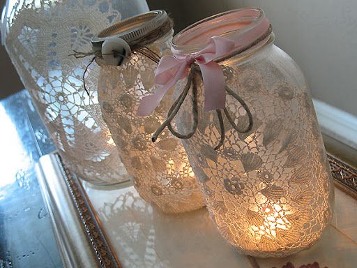 Burlap & Doily Luminaries