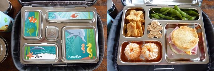 Cut down packaging by using a lunch box with divided compartments