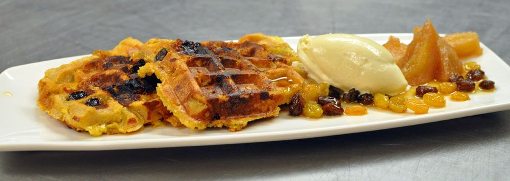 Twice-waffled bread pudding