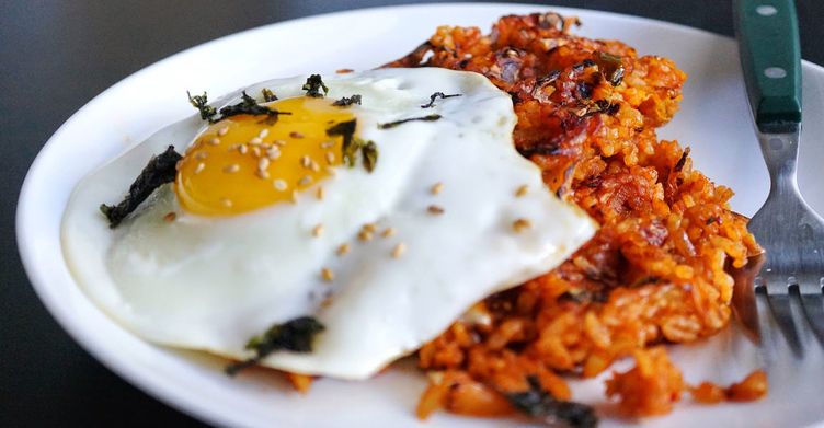 Kimchi Fried Rice Waffles