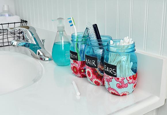 Bathroom Organization Mason Jars