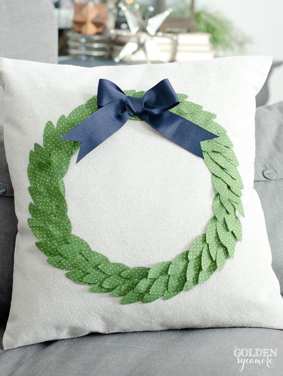 Faux Boxwood Wreath Pillow