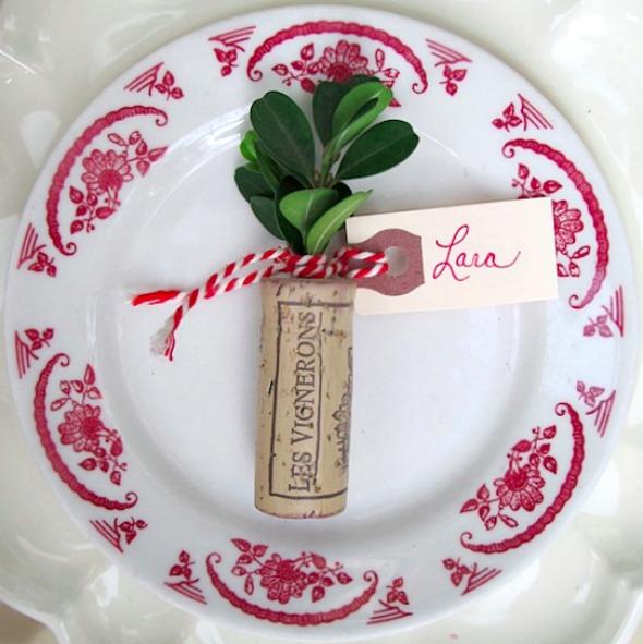 Cork and Greens Place Cards