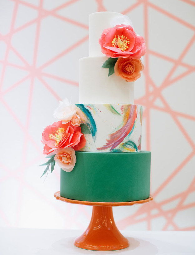 Colorful Cake with Beautiful Brushstrokes