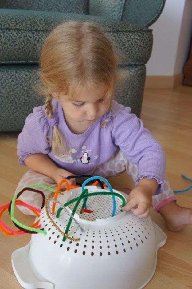 With some pipe cleaners and a colander will also keep toddlers occupied